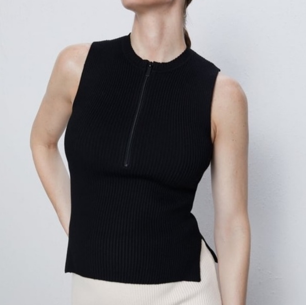 Zara Zip Knit Top